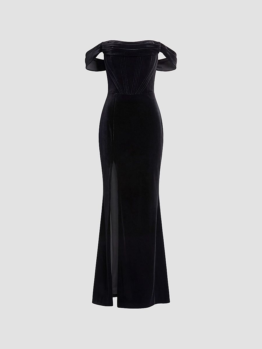 Women's Melania Off-The-Shoulder Gown - Black - Size XS