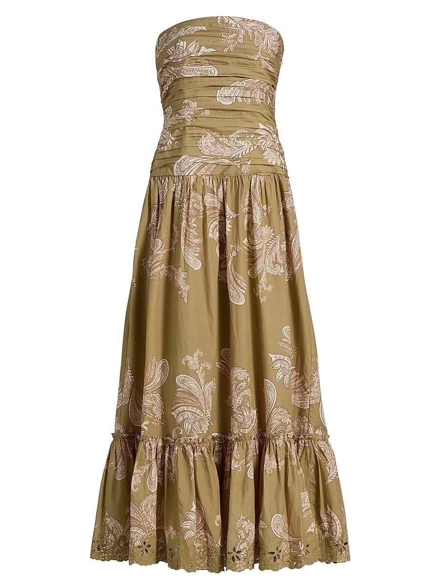 Women's Sakhi Paisley Bandeau A-Line Maxi Dress - Green - Size Medium