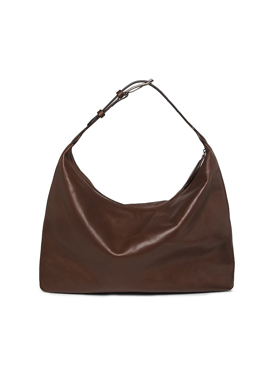Women's Pillow Leather Shoulder Bag - Dark Brown