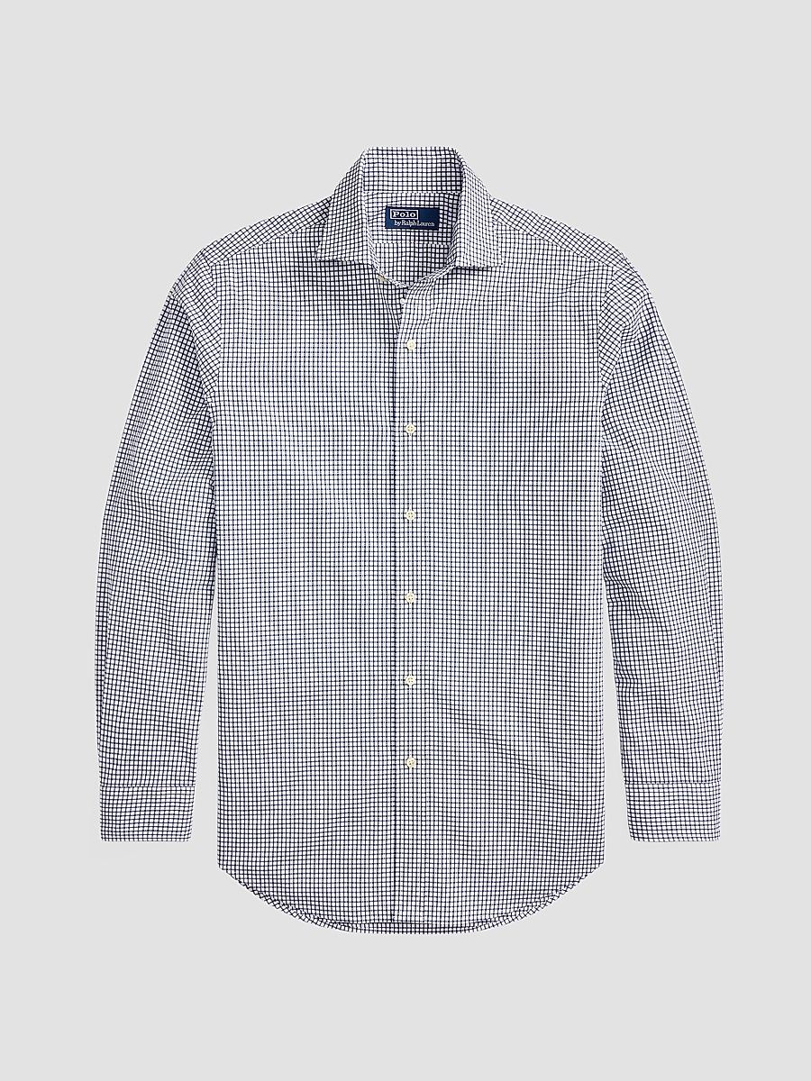 Men's Glen Plaid Poplin Classic-Fit Shirt - Navy White - Size XXL