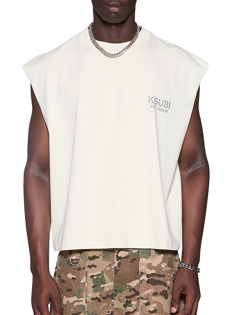 Men's Future Memory State Halen Cut-Off T-Shirt - Natural - Size XXL