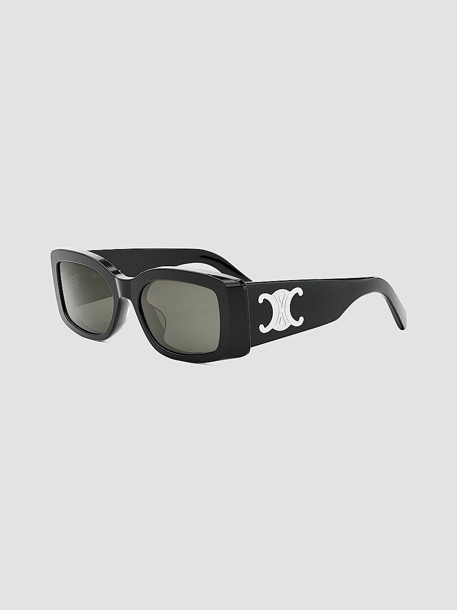 CELINE Men's Triomphe 53MM Rectangular Sunglasses - Shiny Black Smoke