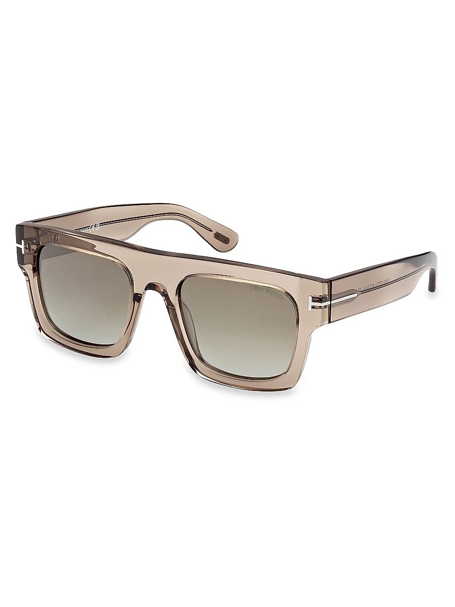 Men's Fausto 53MM Square Sunglasses - Shiny Transparent