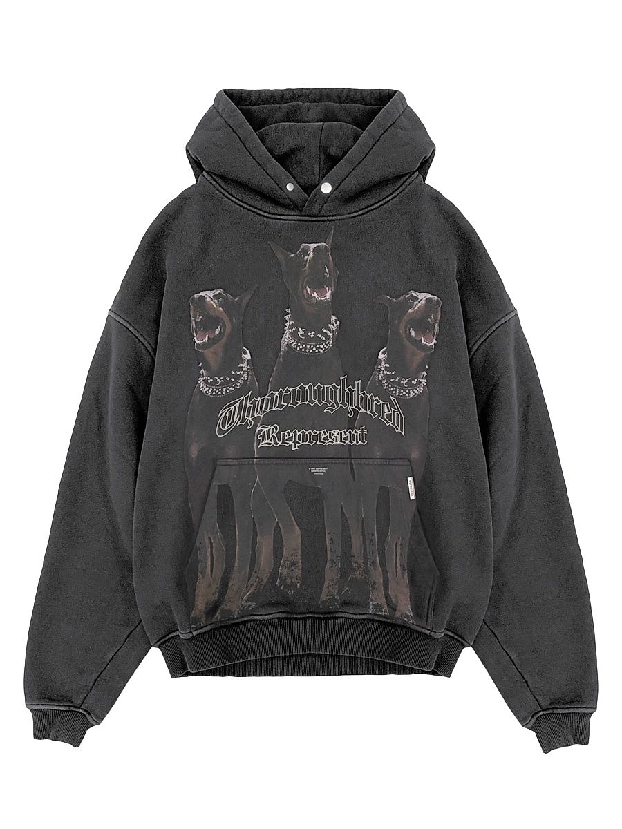 Men's Thoroughbred Logo Cotton Hoodie - Vintage Black - Size XL