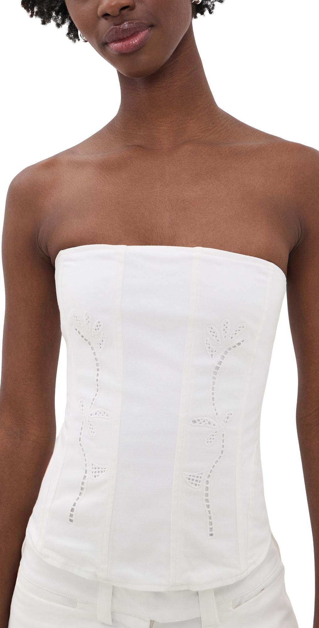 Miaou Libra Corset White Embroidered Eyelet S