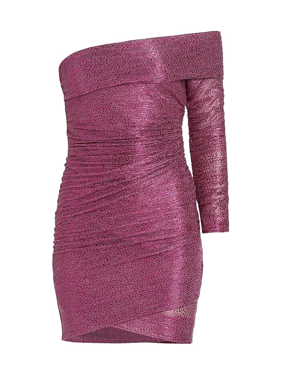 Women's Mercury Metallic Off-The-Shoulder Minidress - Mulberry - Size Small