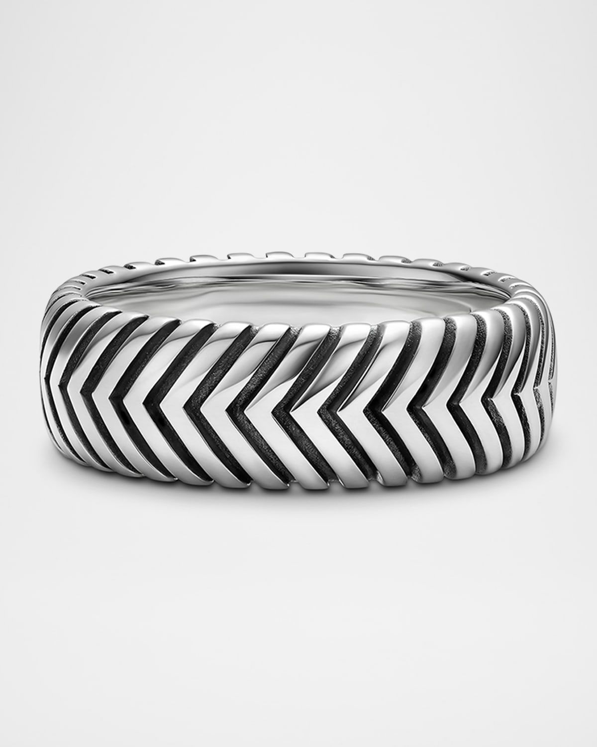 Men & apos;s Chevron Band Ring in Silver, 8mm