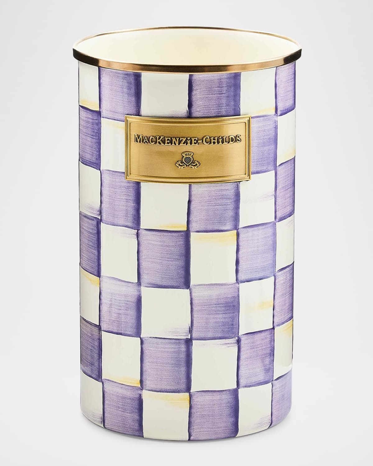 Violet Check Utensil Holder