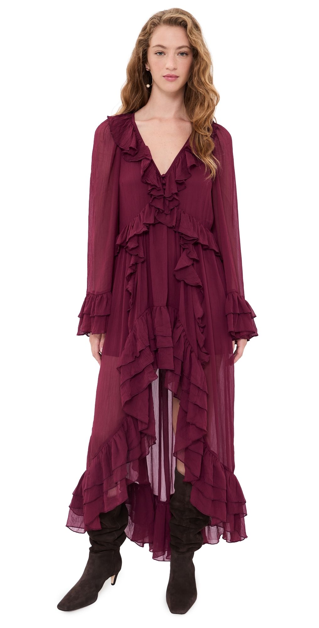 Show Me Your Mumu Shiloh Maxi Dress Burgundy Knit XS