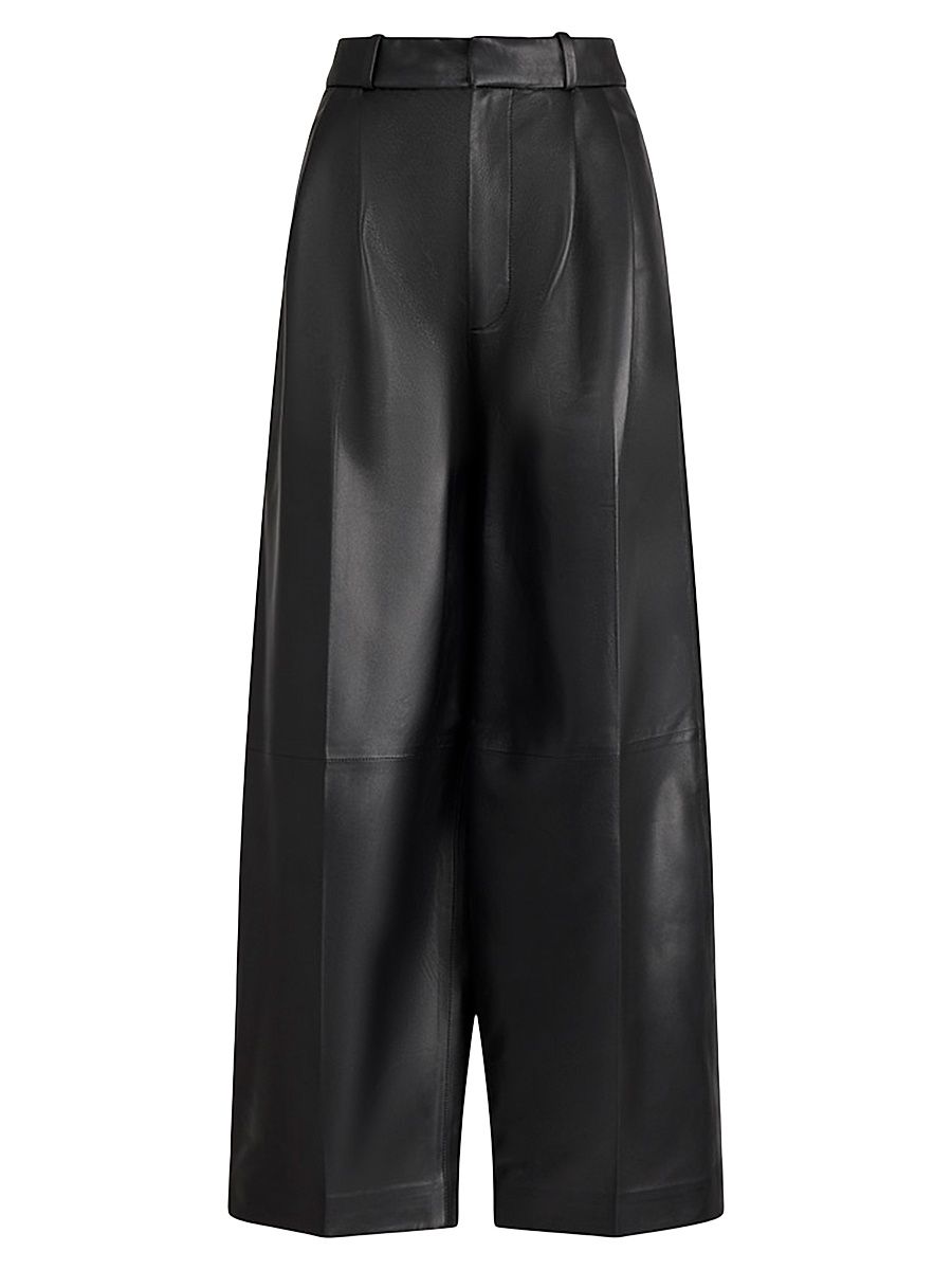 Women's Dash Leather High-Rise Trousers - Black - Size 12