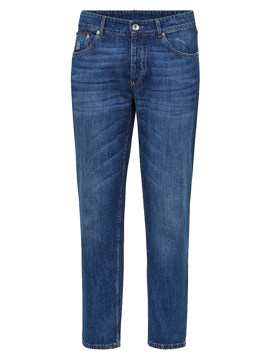 Men's Lightweight Denim Traditional Fit Five Pocket Jeans - Medium Denim - Size 42