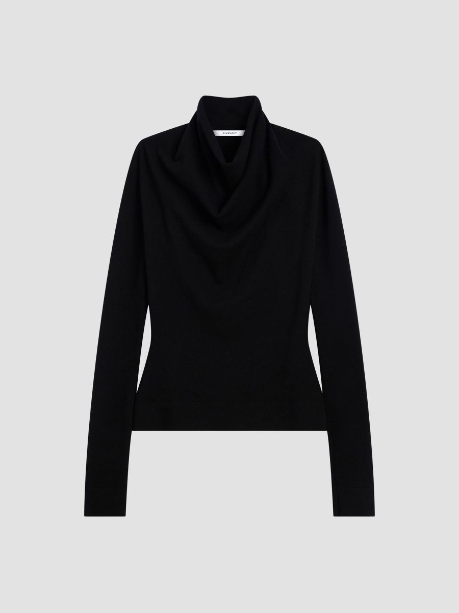 Givenchy Women's Draped Sweater in Wool - Black - Size XS