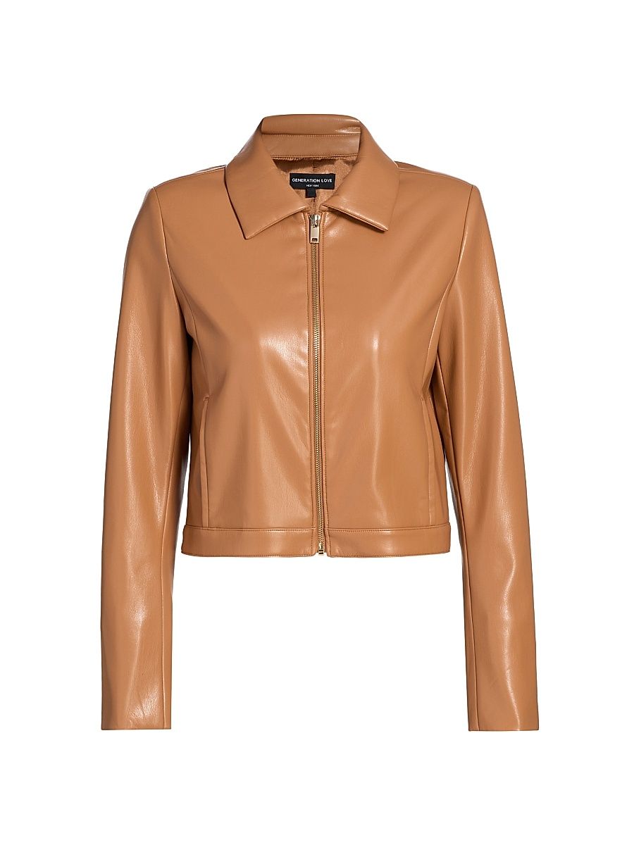 Women's Lola Faux Leather Jacket - Lion - Size Small