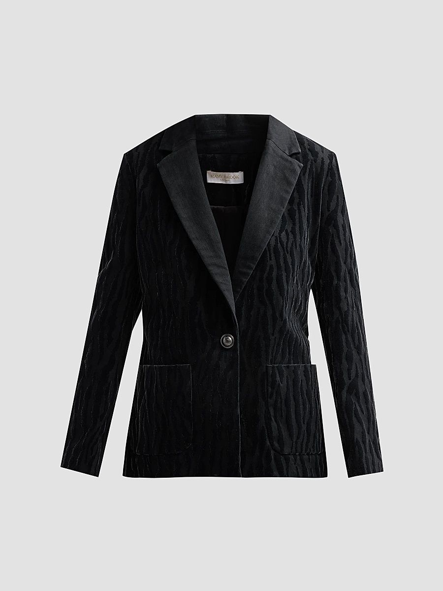 Women's Liana Cotton-Blend Velvet Blazer - Black - Size 8
