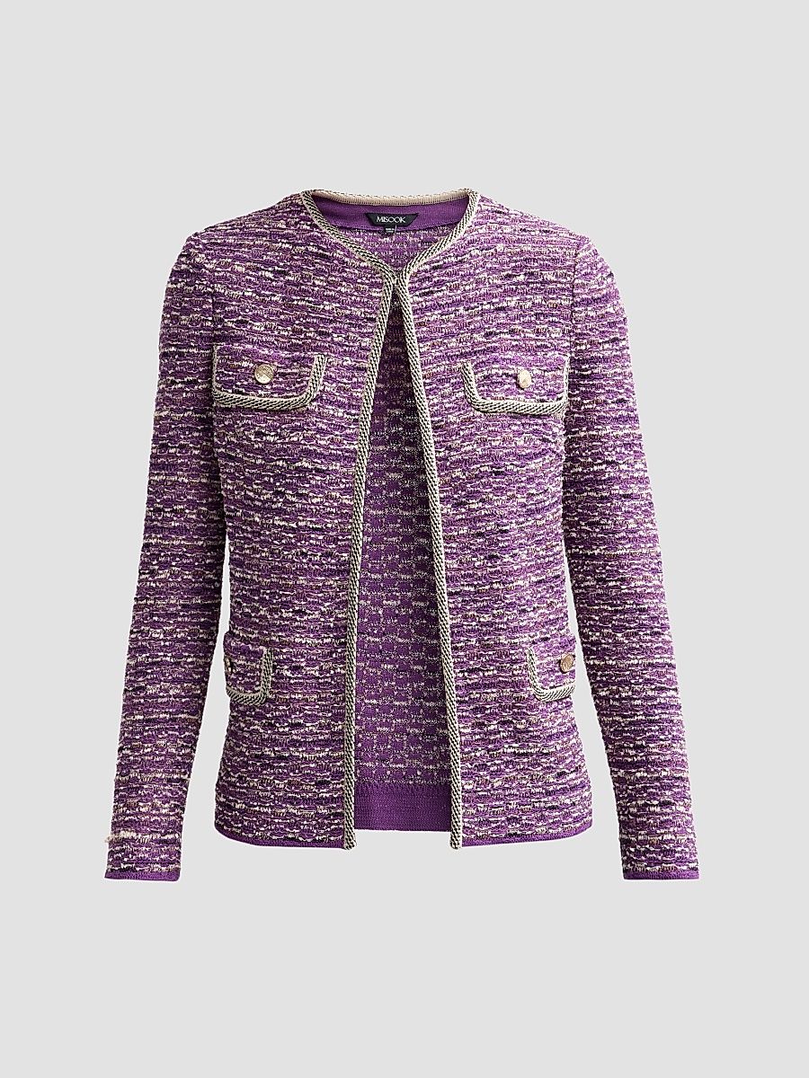 Women's Eyelash Ribbon Knit Jacket - Fresh Purple Biscotti - Size XXL