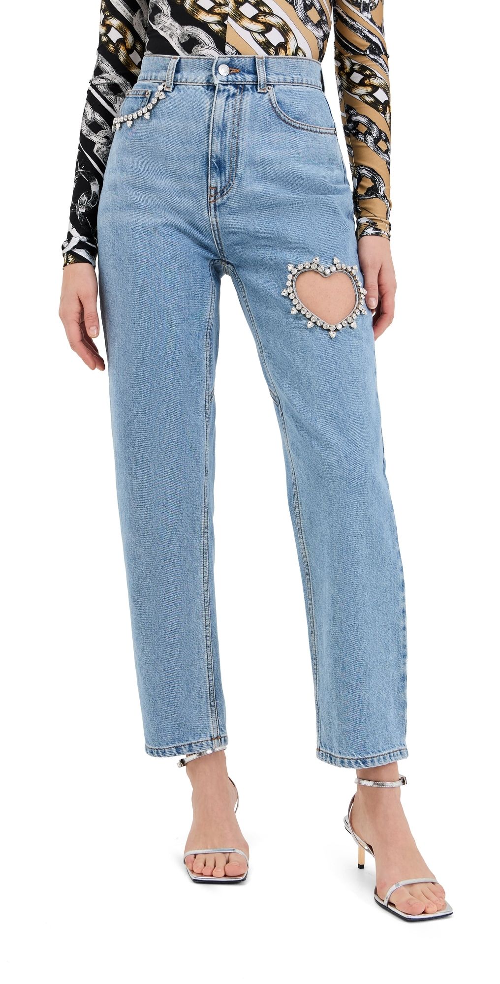 AREA Crystal Heart Jeans Light Blue 26