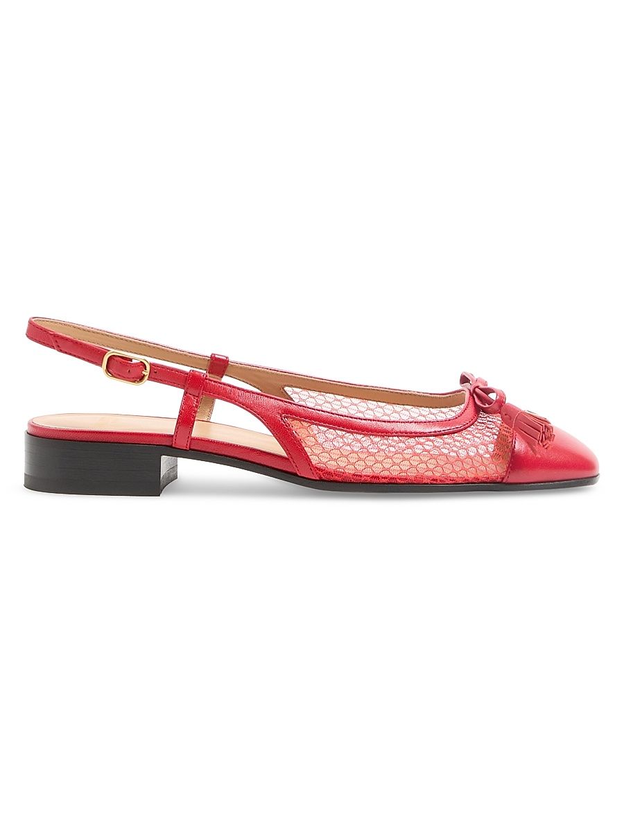 Women's Valet Du Roi 25MM Slingback Ballerina in Mesh and Kidskin - Rouge Pur - Size 12