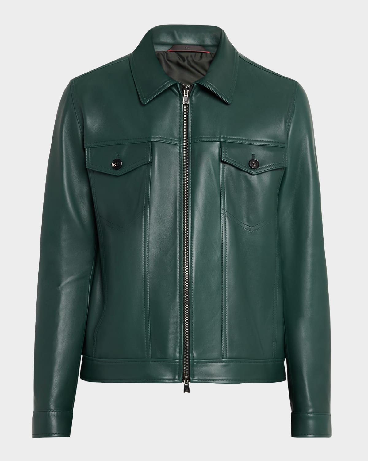 Men & apos;s Full-Zip Lambskin Trucker Jacket
