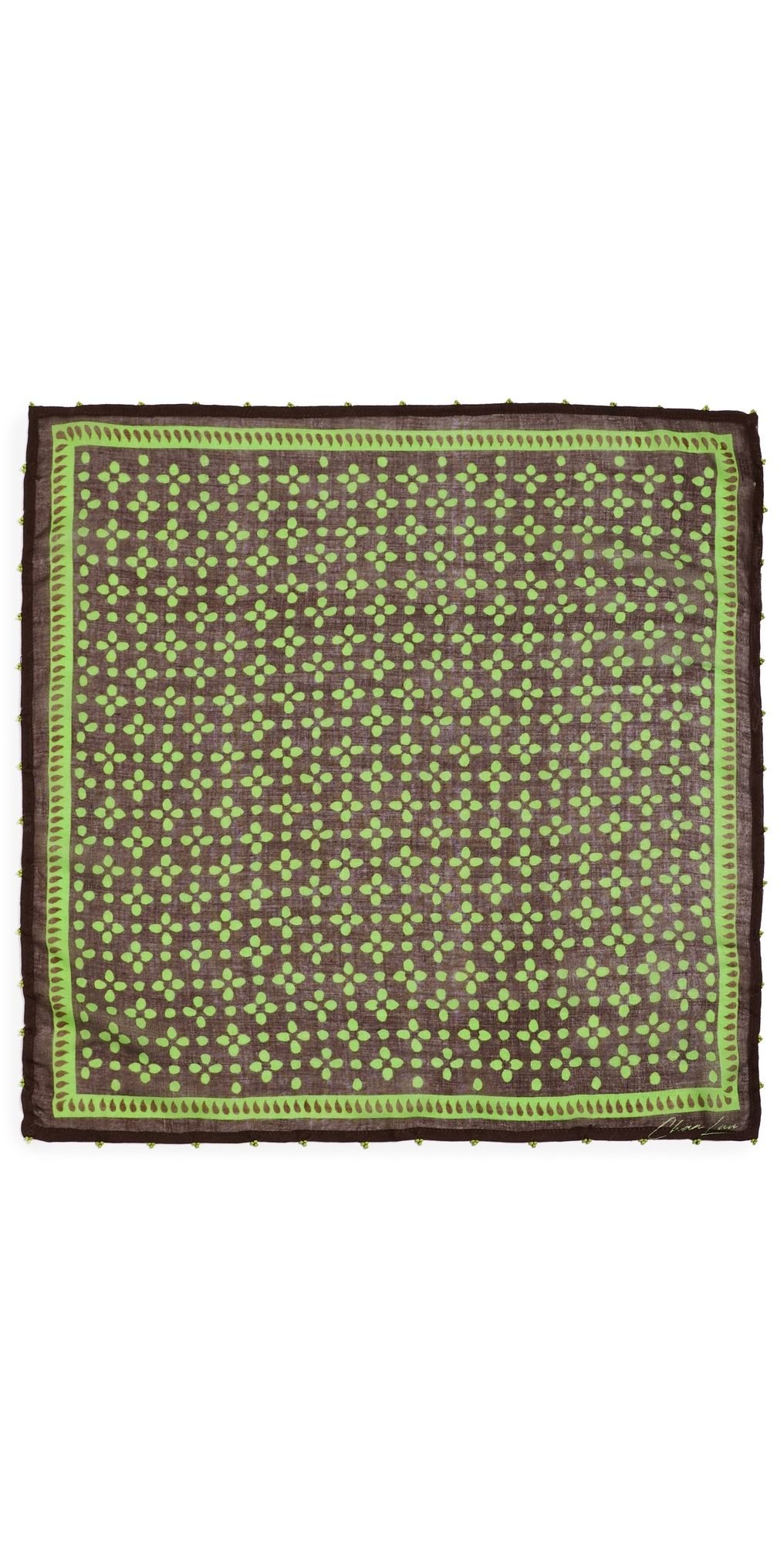 Chan Luu Beaded Floral Bandana Espresso One Size