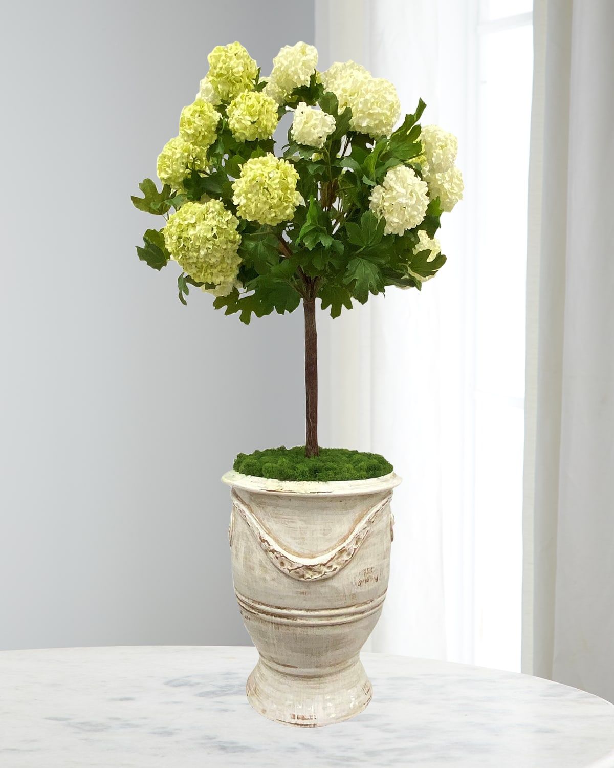 Faux Snowball Tree in Rutherford Planter - 49"T
