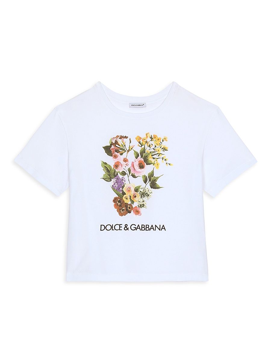 Little Kid's & Kid's Floral T-Shirt - White - Size 12