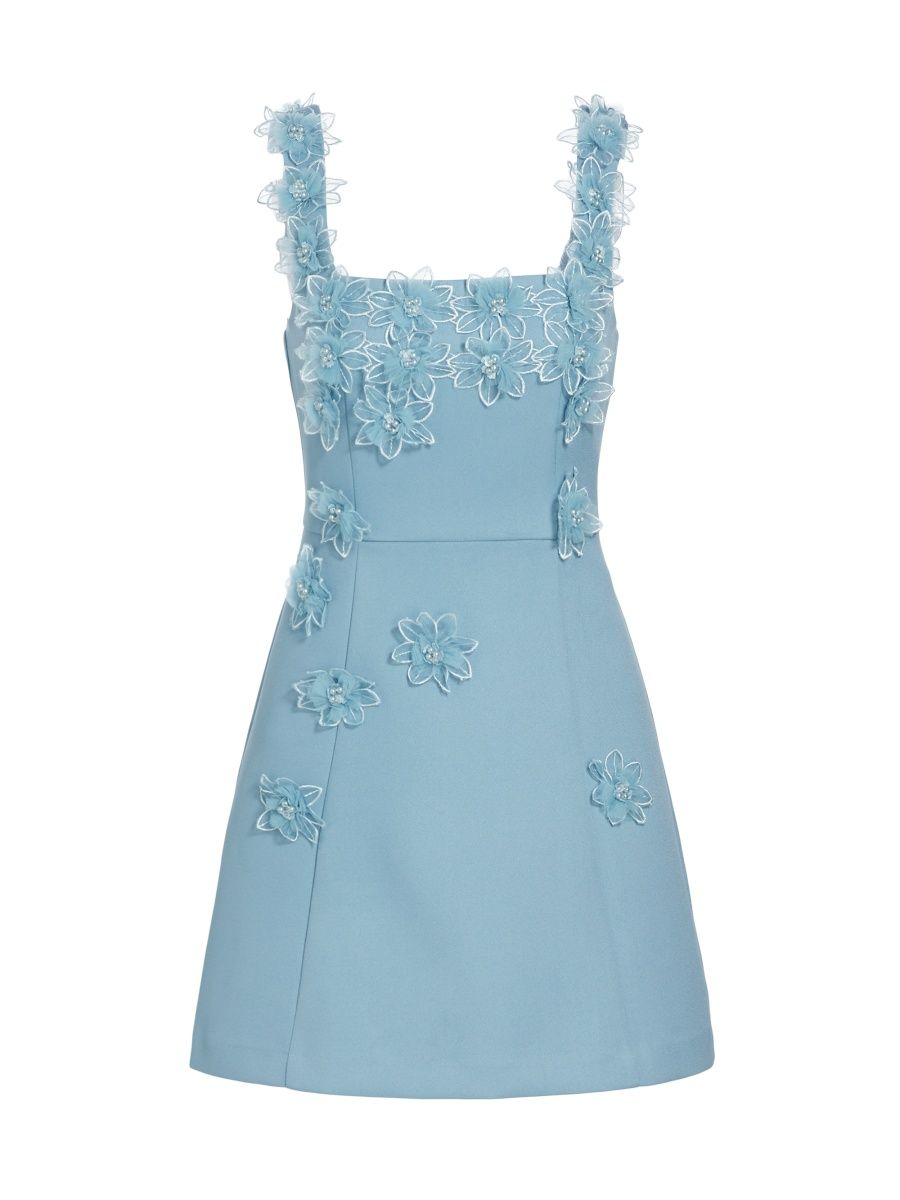 Elliatt Women's Bruges Floral Appliqué Minidress - Cornflower - Size Medium