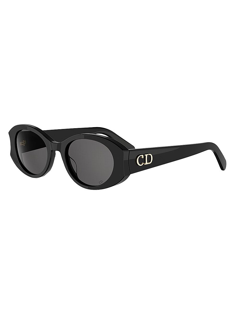 Women's DiorGlow B3I 51MM Tortoiseshell Oval Sunglasses - Shiny Black Smoke