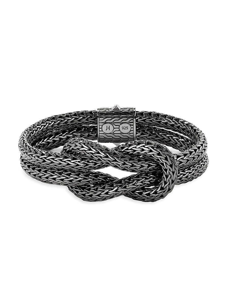 Men's Love Knot Sterling Silver Bracelet - Silver - Size Medium