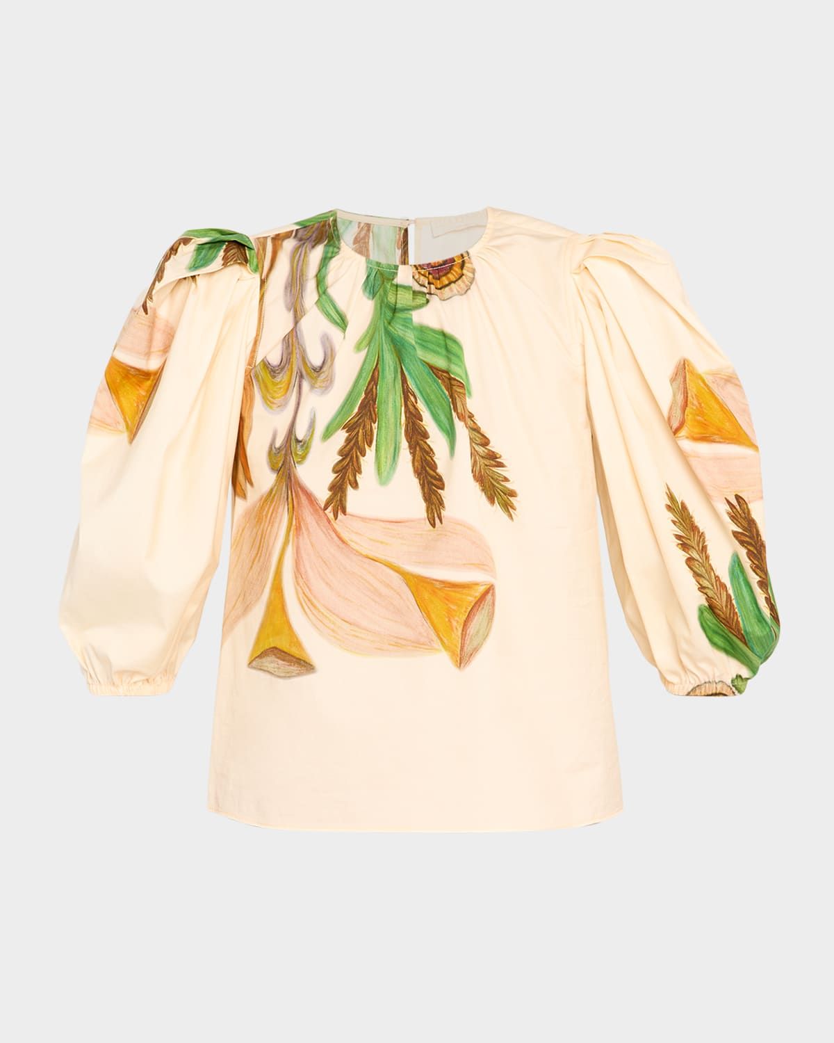 Ravena Printed Puff-Sleeve Blouse