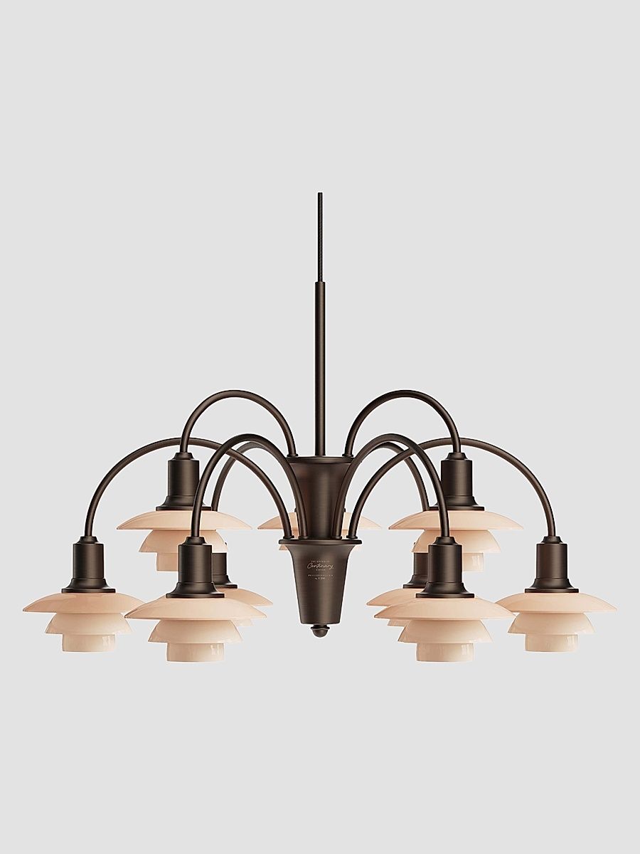 Ph 1/1 Aged Brass 9-Light Chandelier - Brass Dusty Terracotta