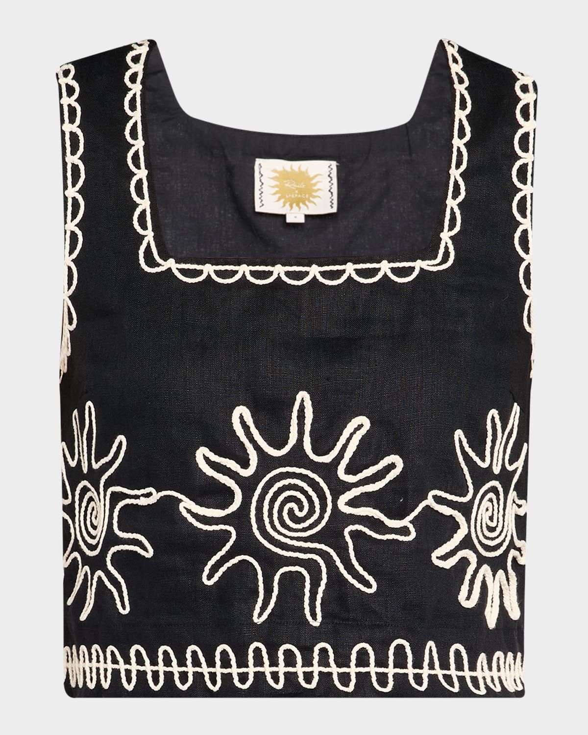 Akira Sun Embroidered Linen Top