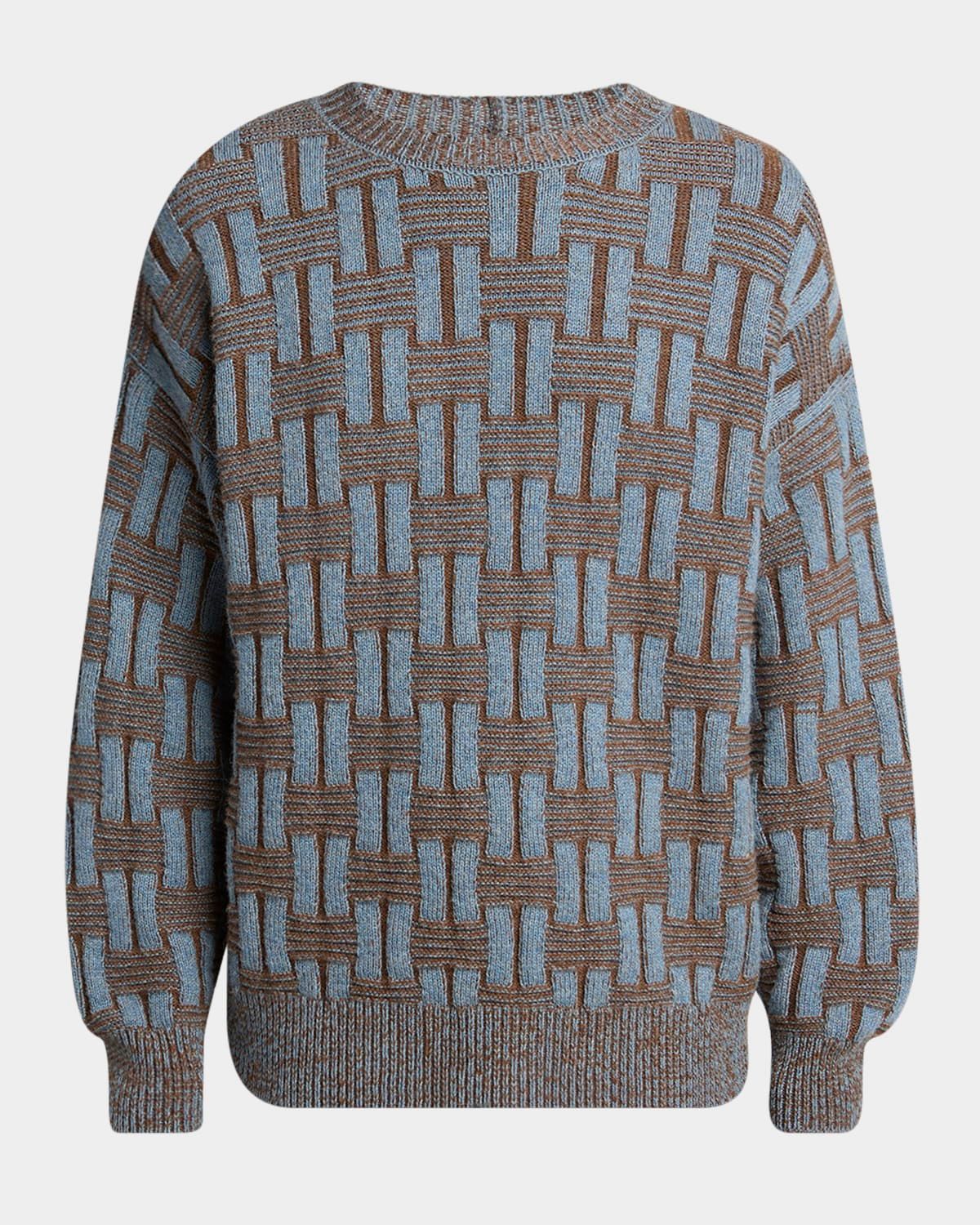 Men & apos;s Basketweave Wool Crewneck Sweater