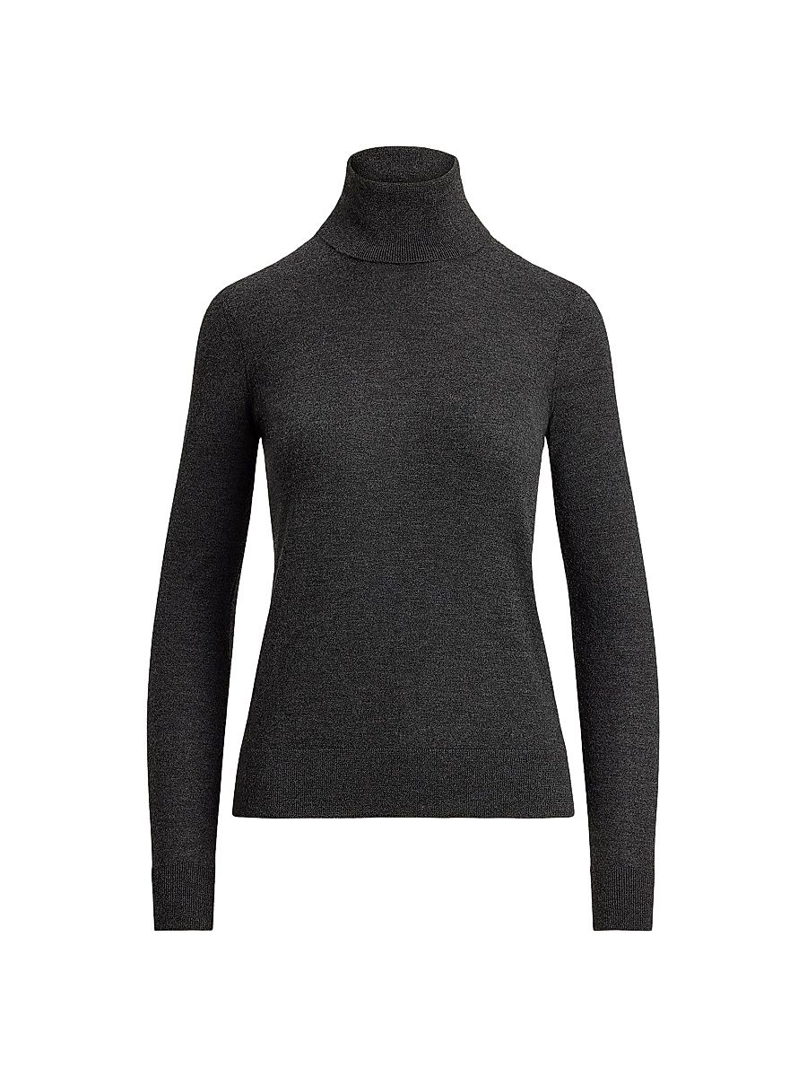 Women's Turtleneck Cashmere Sweater - Medium Grey Melange - Size Small