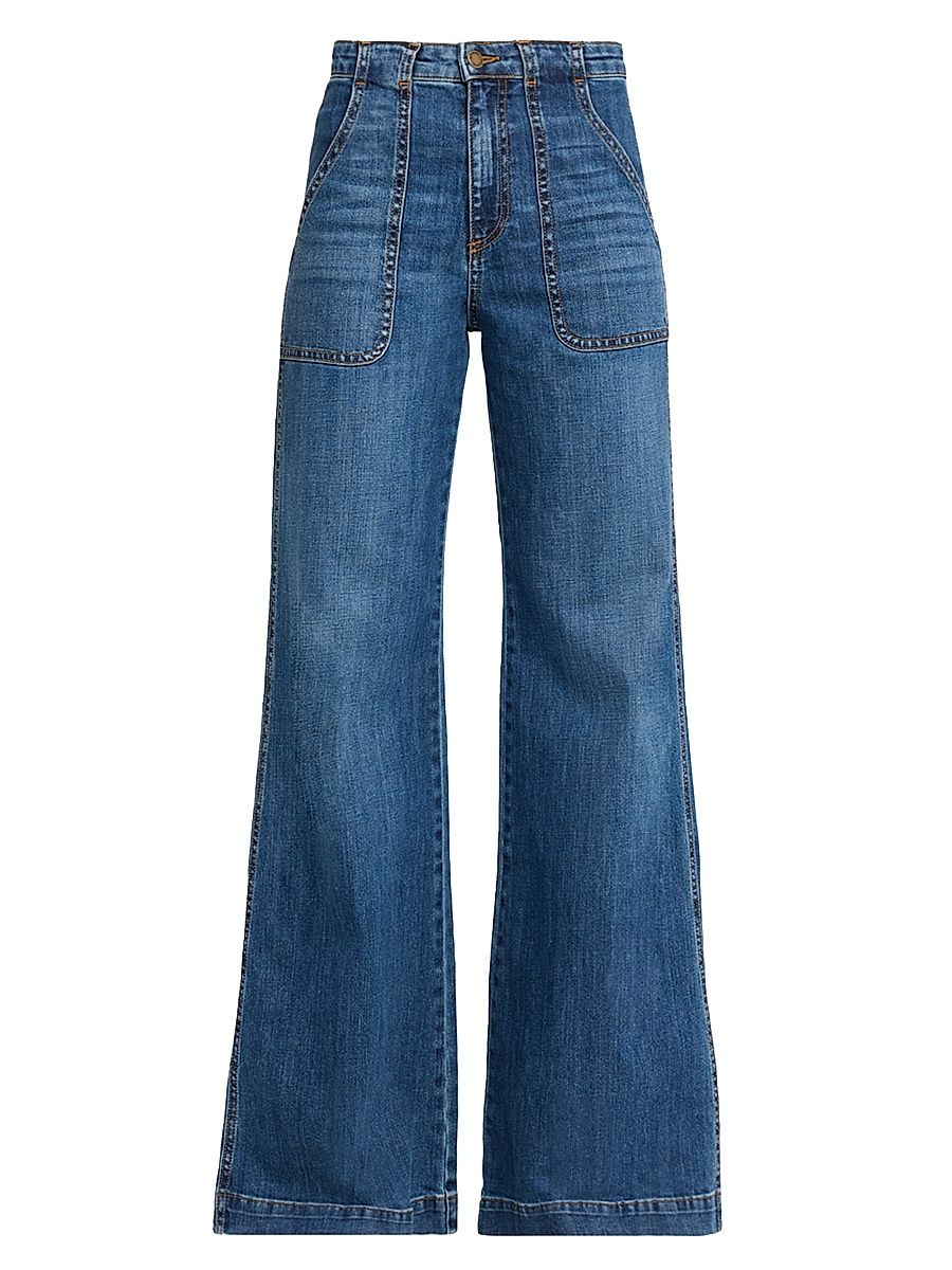 Women's Theodora Whiskered Wide-Leg Jeans - Medium Wash - Size 29