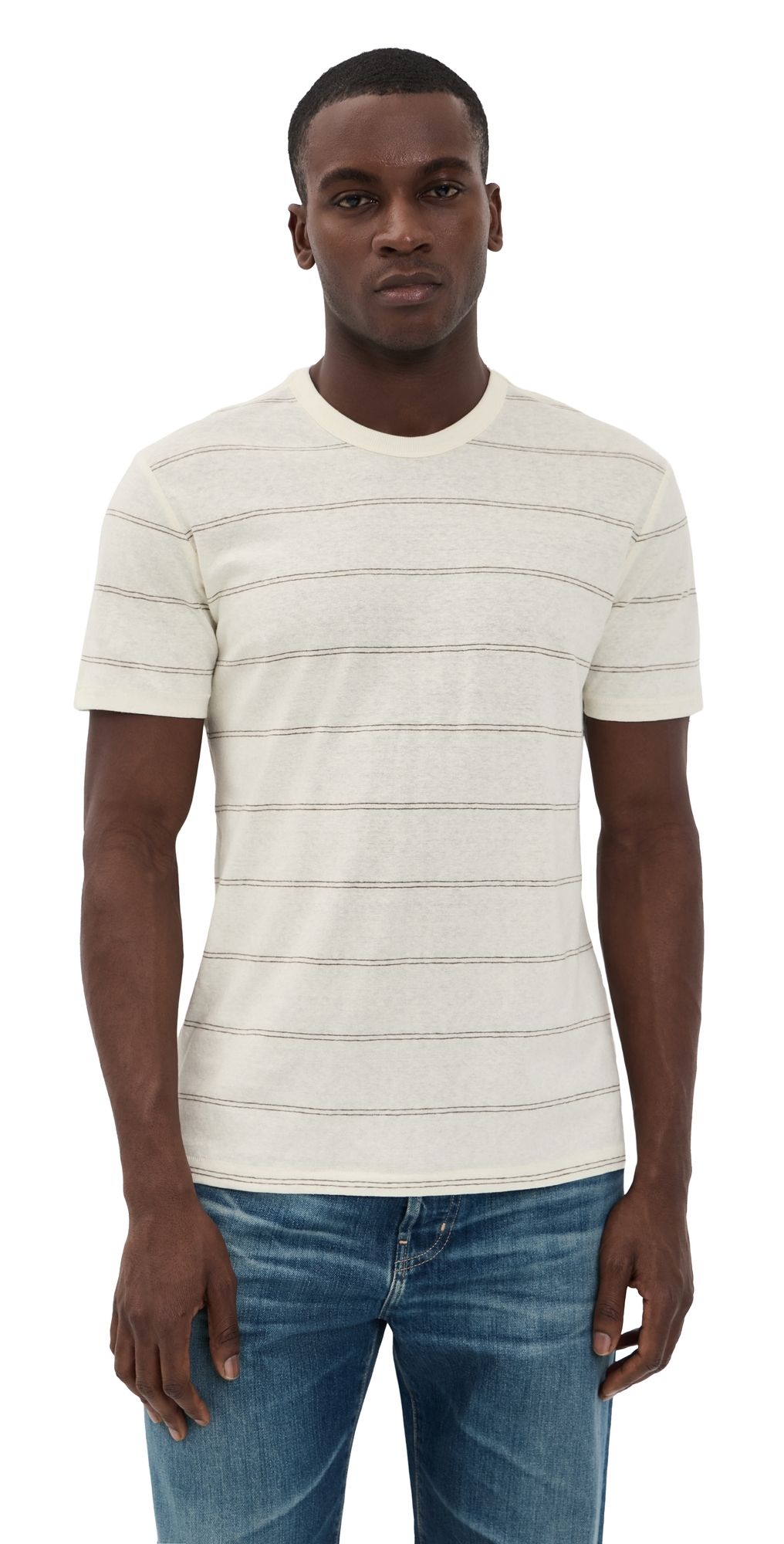 rag & bone Hemp Stripe Classic Tee White L