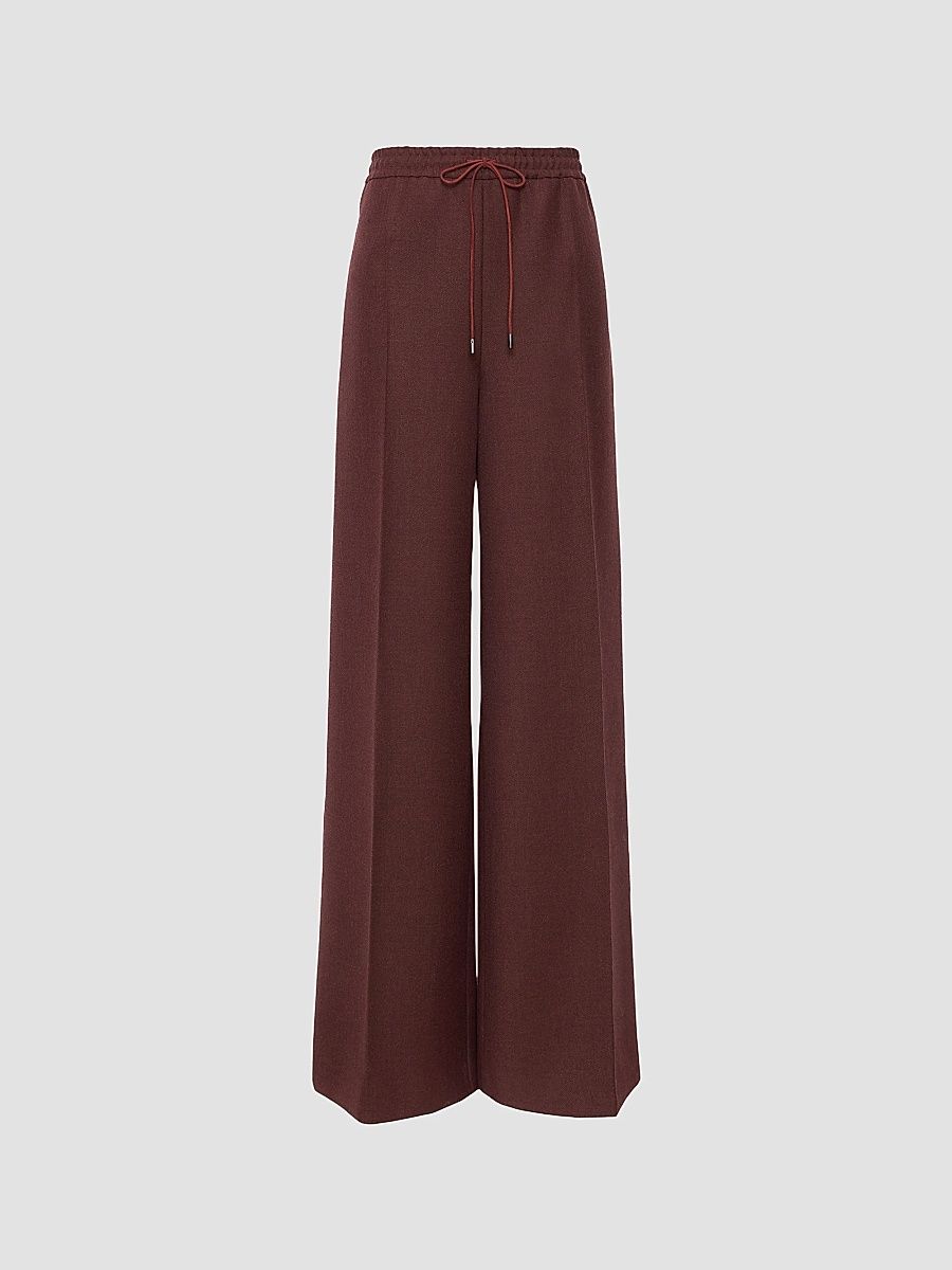Max Mara Women's Denim Effect Wool Wide Leg Trousers - Rust - Size 16