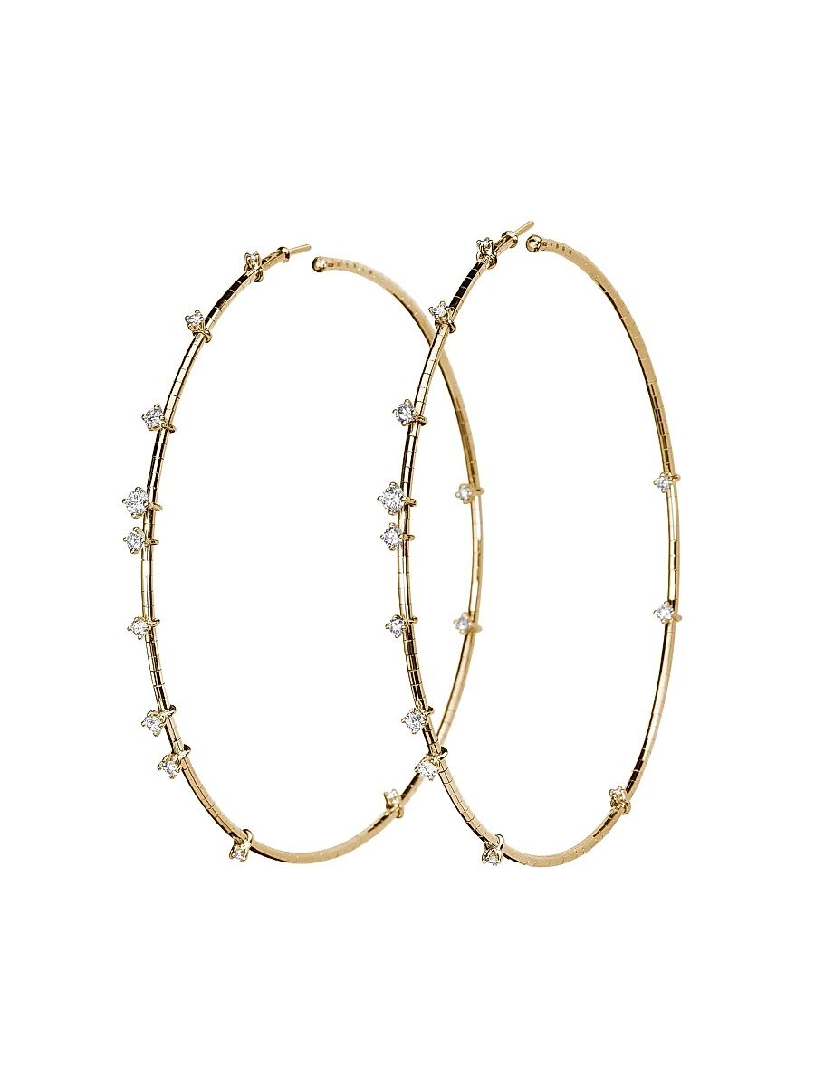 Women's Rugiada Diamanti 18K Yellow Gold, Titanium, & 1.10 TCW Diamond Hoop Earrings - Yellow Gold