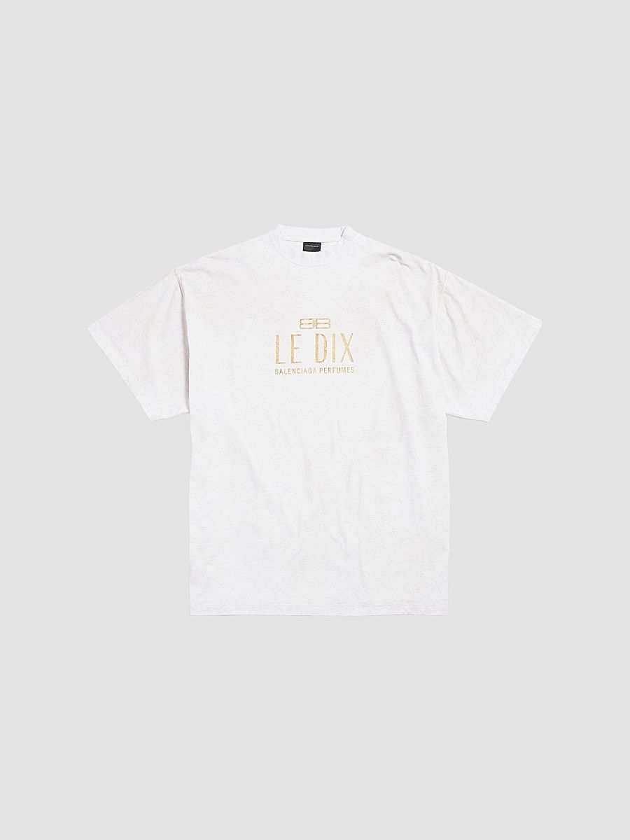 Balenciaga Men's Fragrance Le Dix Oversized T-Shirt - Light Heather Grey - Size Small