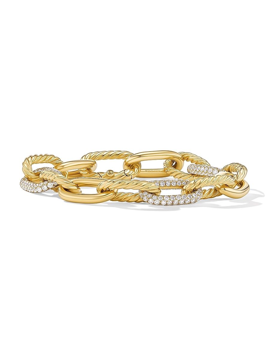 Women's DY Madison Chain Bracelet in 18K Yellow Gold - Diamond - Size Small