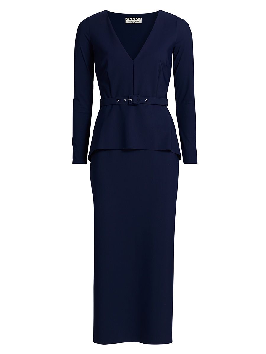 Women's Siaka Jersey Belted Midi-Dress - Blue Notte - Size 8