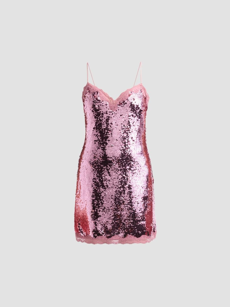 LoveShackFancy Women's Espelle Sequiedn Sweetheart Mini Dress - Metallic Rose - Size 00