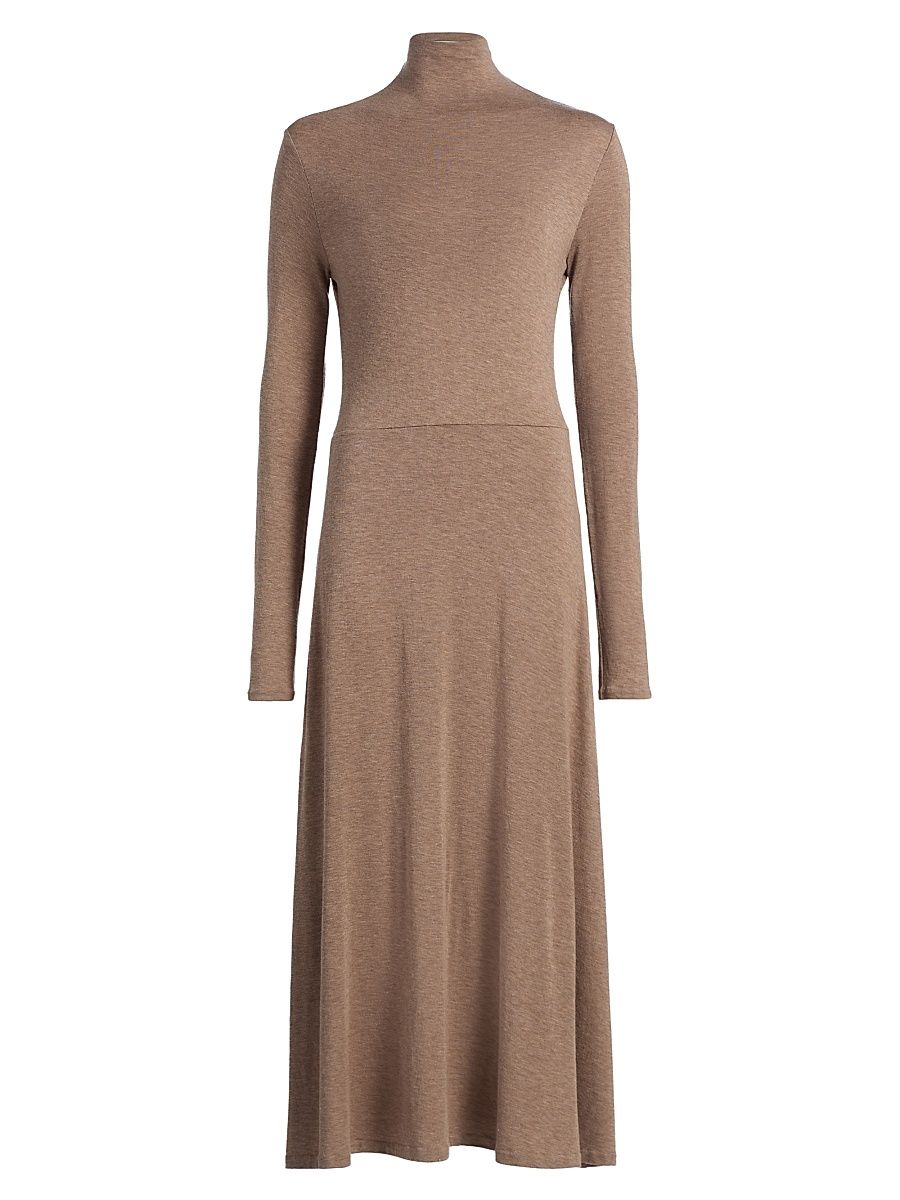 Women's Jersey Funnel-Neck Midi-Dress - Doe - Size XS