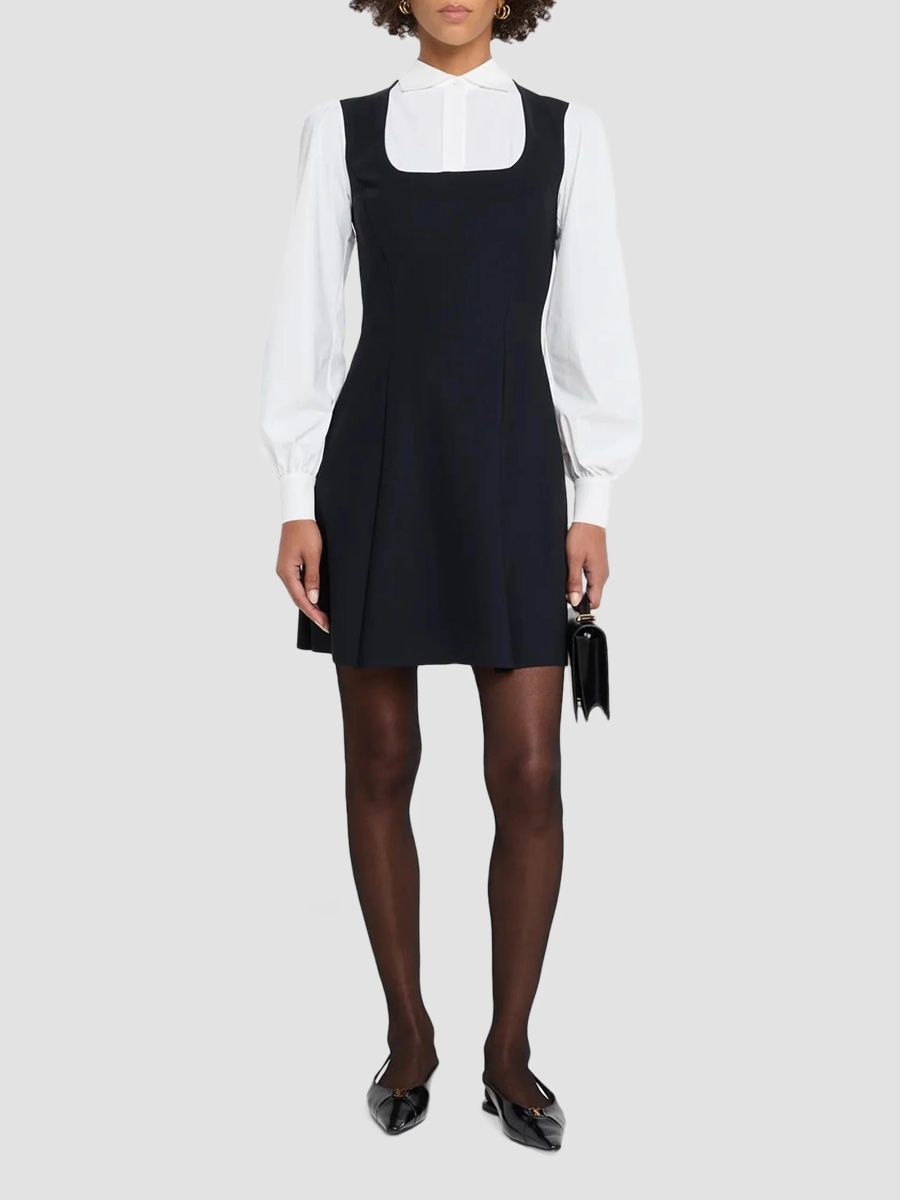 Chiara Boni La Petite Robe Women's Safia Jersey Layered Mini Dress - Black White - Size 2