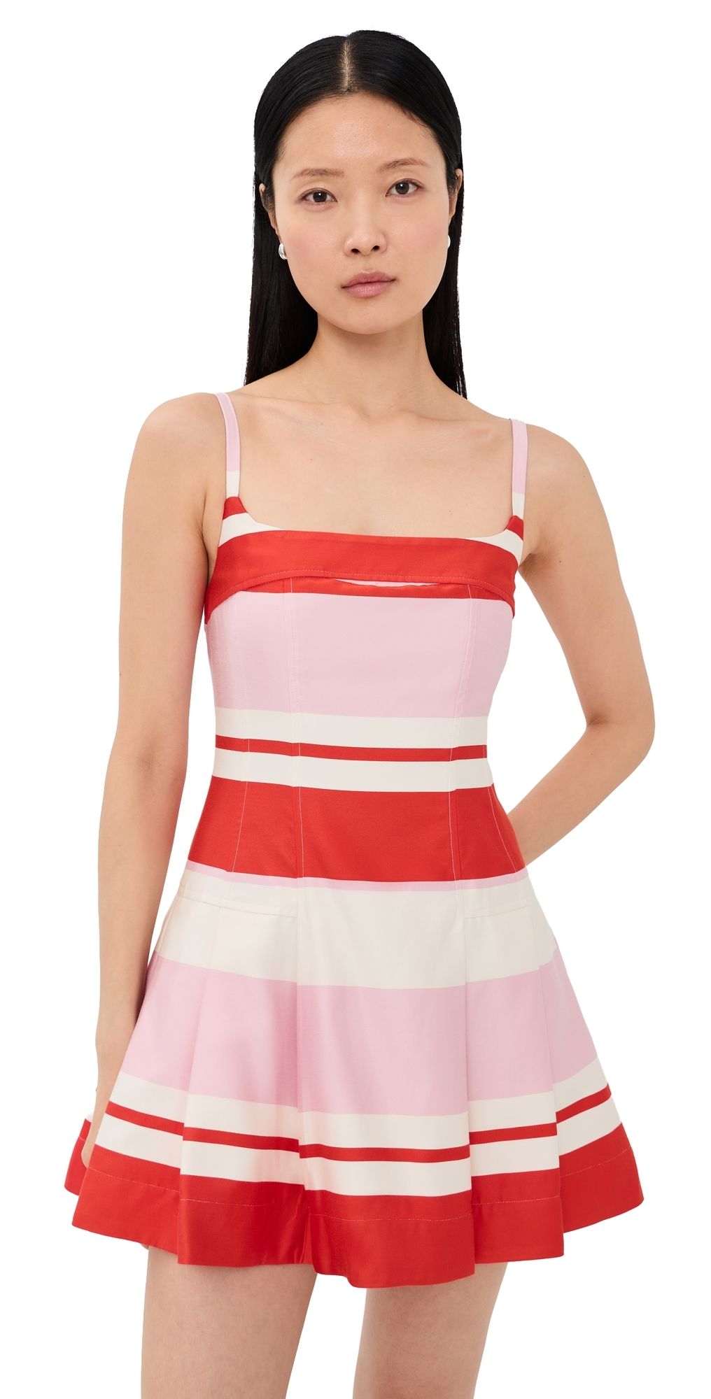 SIMKHAI Nelly Bustier Mini Dress Tulip Stripe 0