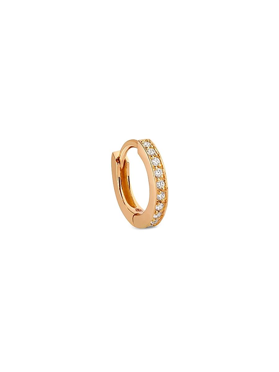 Women's Berbere 18K Rose Gold & Diamond Mini Single Hoop Earring - Rose Gold