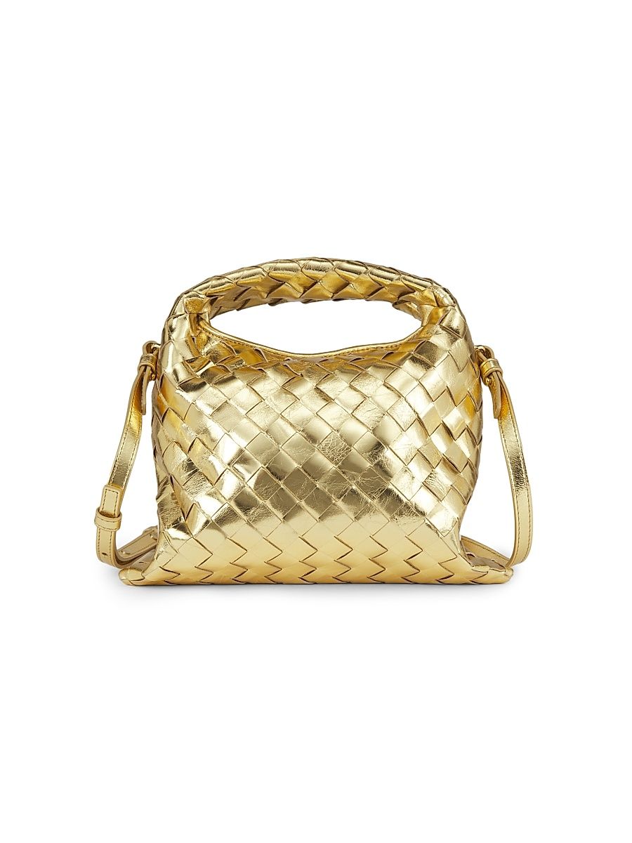 Women's Mini Hop Intrecciato Metallic Leather Bag - Gold