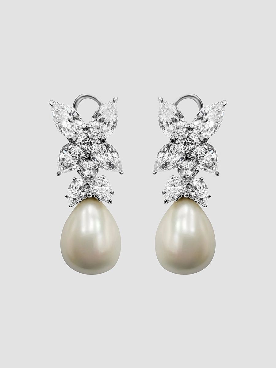 Women's Sterling Silver, 10.50 TCW Cubic Zirconia & Imitation Pearl Drop Earrings - White