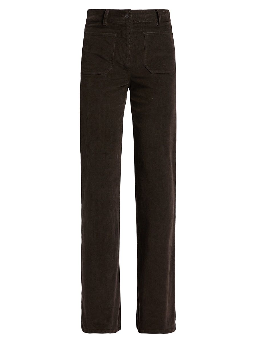 Women's Florence Flared Cotton-Blend Corduroy Pants - Chocolate Brown - Size 12