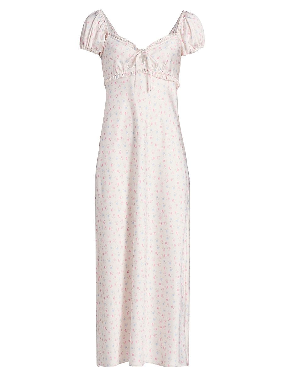 Women's Epone Floral Smocked Midi-Dress - Ivory Rose - Size XS