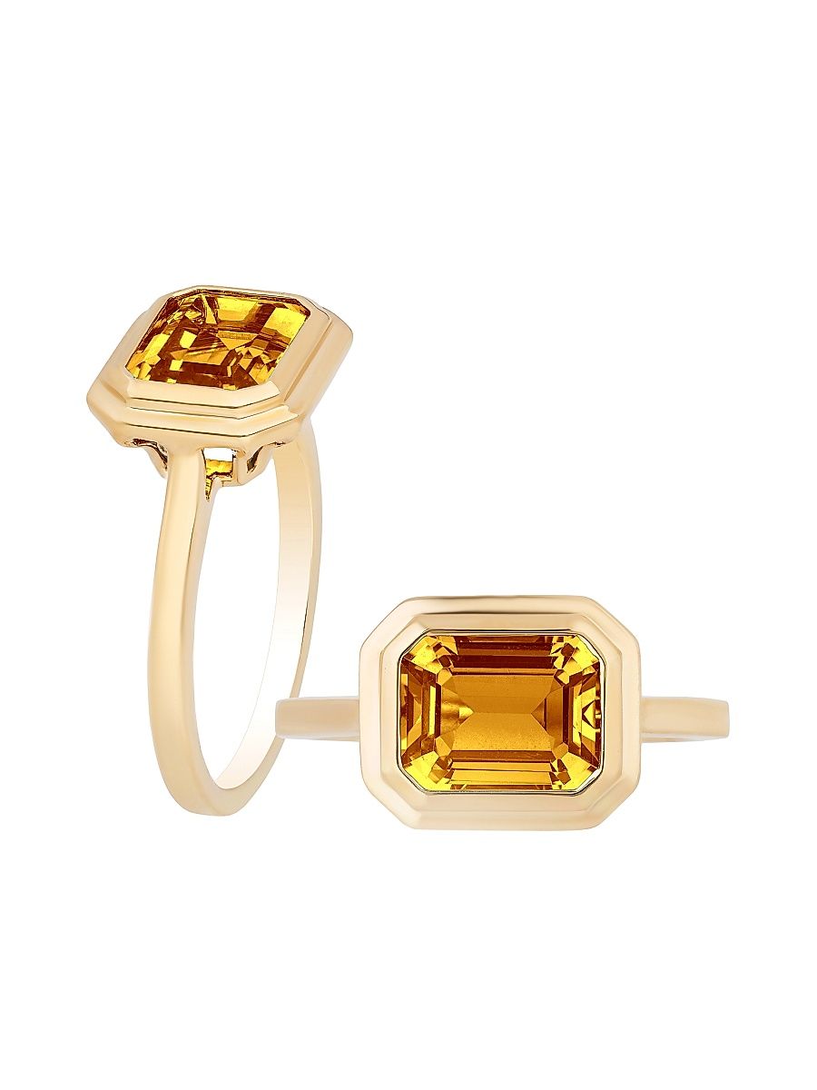 Women's Manhattan 18K Yellow Gold & Citrine Ring - Orange - Size 7